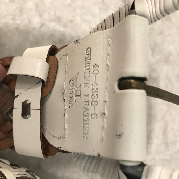 Vintage White Leather Belt Womens Large Braided Wide Woven Wrapped Buckle Boho - Picture 4 of 6